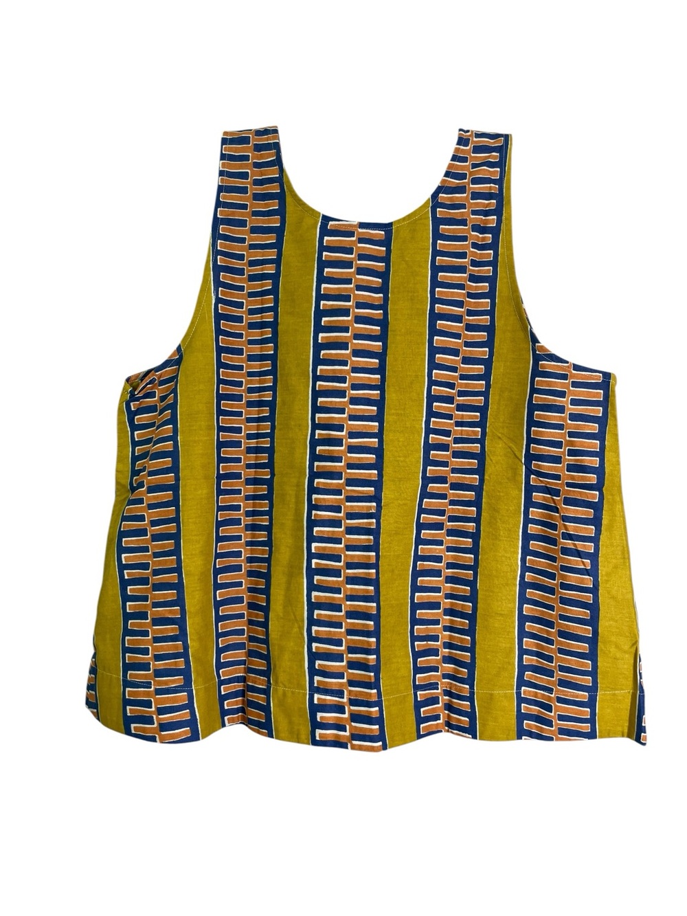 Zuri Kenya Zip Zap Zop Tank Top Yellow Orange Blue XL Cotton Button Reversible - Picture 11 of 11